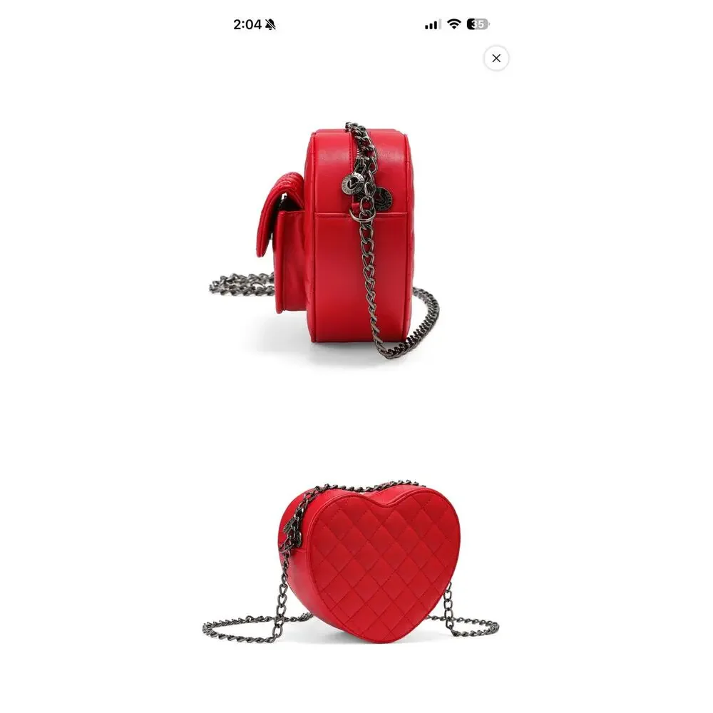 Valentino Orlandi Heart Crossbody MSRP $139 NWT Red Quilted Vegan Leather